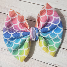 Load image into Gallery viewer, Rainbow Mermaid Scales Fabric Bow