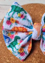 Load image into Gallery viewer, Dino Flowers Fabric Bow