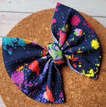 Load image into Gallery viewer, Dark Splatter Fabric Bow