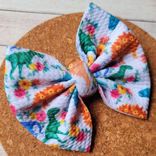 Load image into Gallery viewer, Dino Flowers Fabric Bow