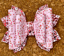 Load image into Gallery viewer, Pink Candy Canes Glitter Leatherette NEW Bow Style
