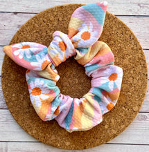 Load image into Gallery viewer, Daisy Rainbows Bow Scrunchie
