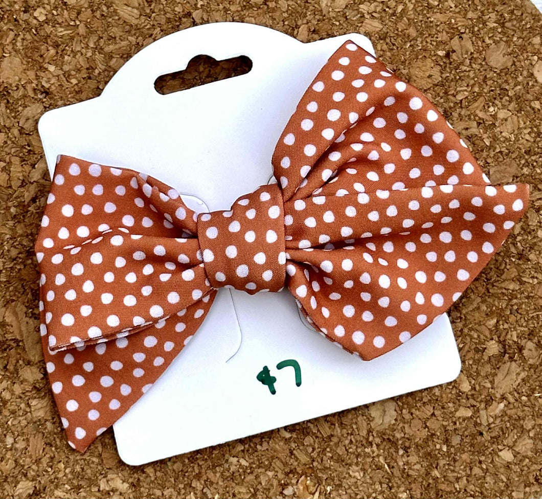 Harvest Orange Dots Short Tails Fabric Bow