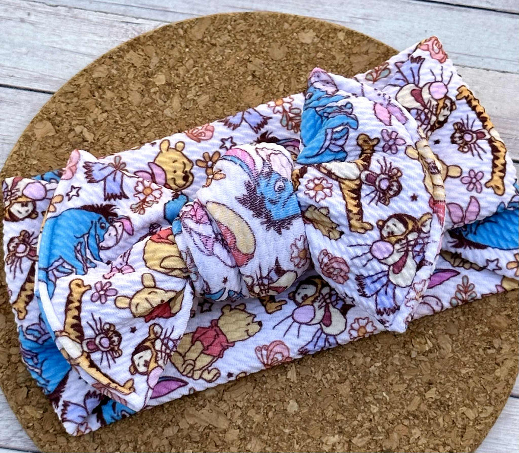 Bear Friends Infant Knotted Bow Headwrap