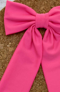 Dark Pink Swim Long Tails Fabric Bow
