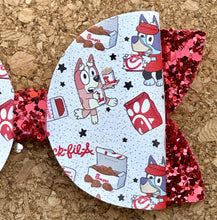 Load image into Gallery viewer, Blue Dogs Chicken Glitter Leatherette Bow
