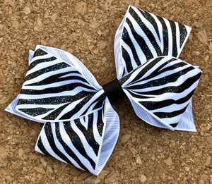 Zebra Stripes Glitter Pattern Bow