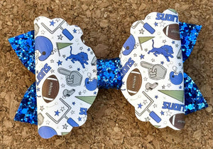 Lions Glitter Leatherette Bow