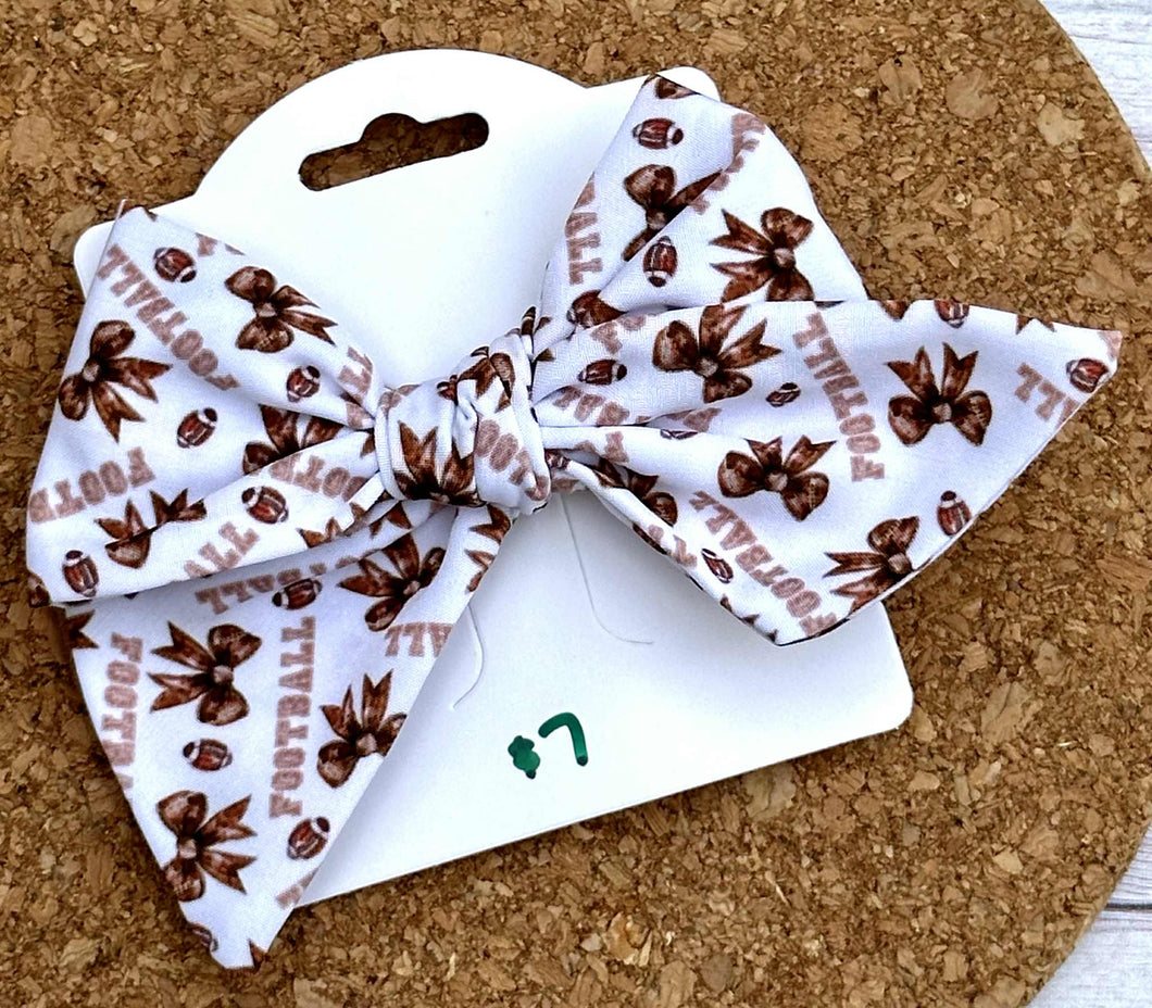 Football Bows Short Tails Fabric Bow