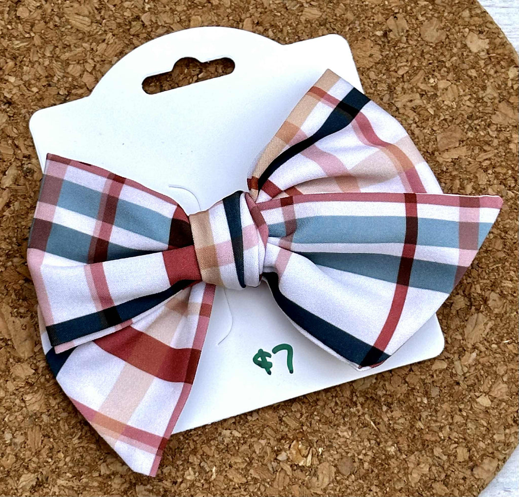 Fall Plaid Short Tails Fabric Bow