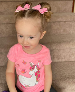 Light Pink Patent Layered Leatherette Piggies Bow