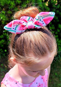 Puppies on Pink Bow Scrunchie