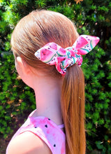 Load image into Gallery viewer, Bright Pink Leopard Bow Scrunchie

