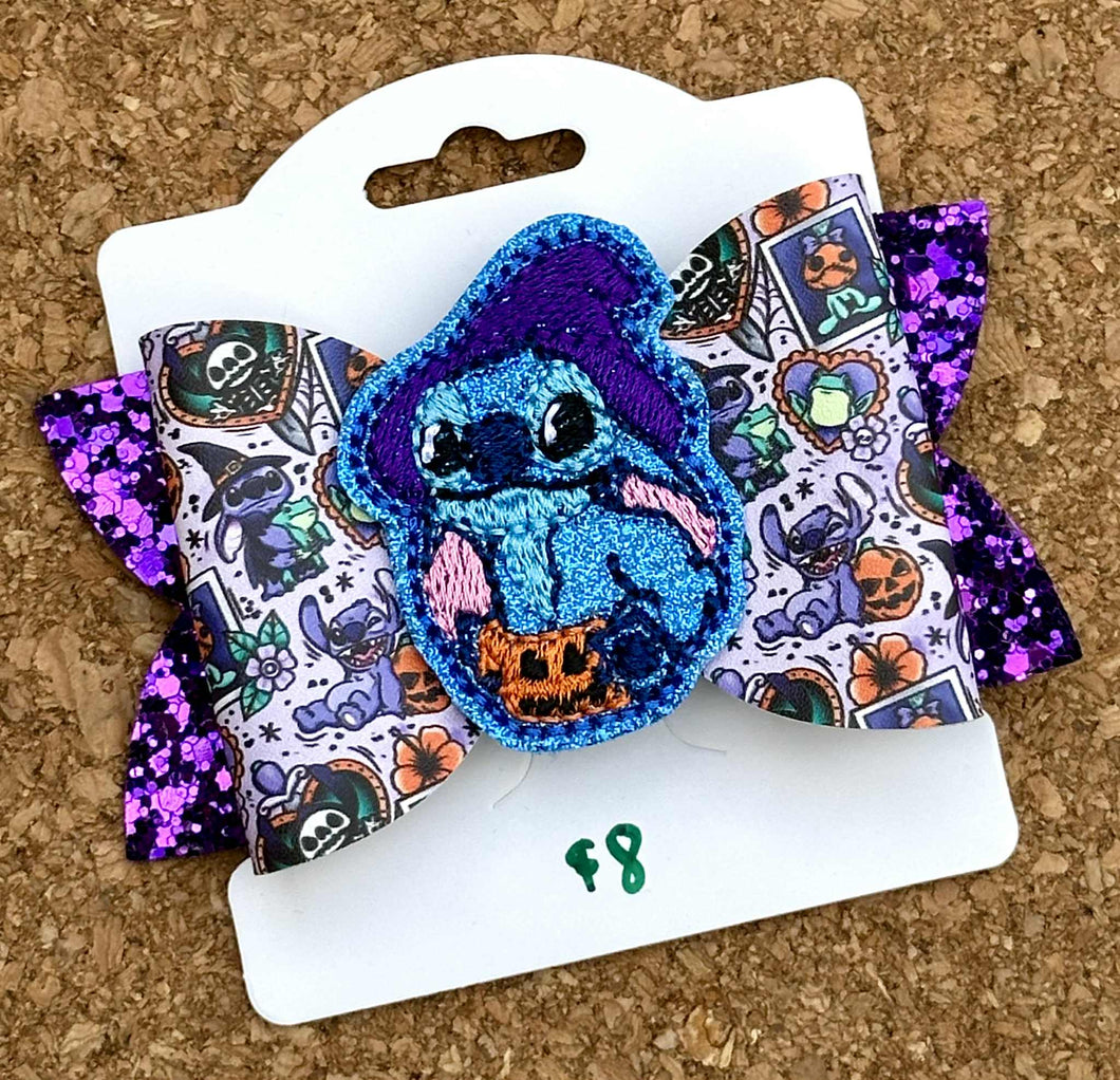 Witch Stitch Feltie Glitter Layered Leatherette Bow
