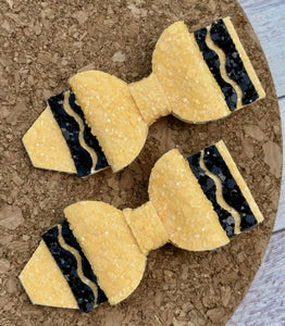 Mac&Cheese Crayon Glitter Piggies Layered Leatherette Bow