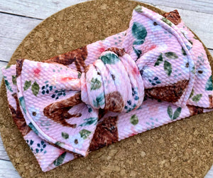 Hyland Cows Infant Knotted Bow Headwrap