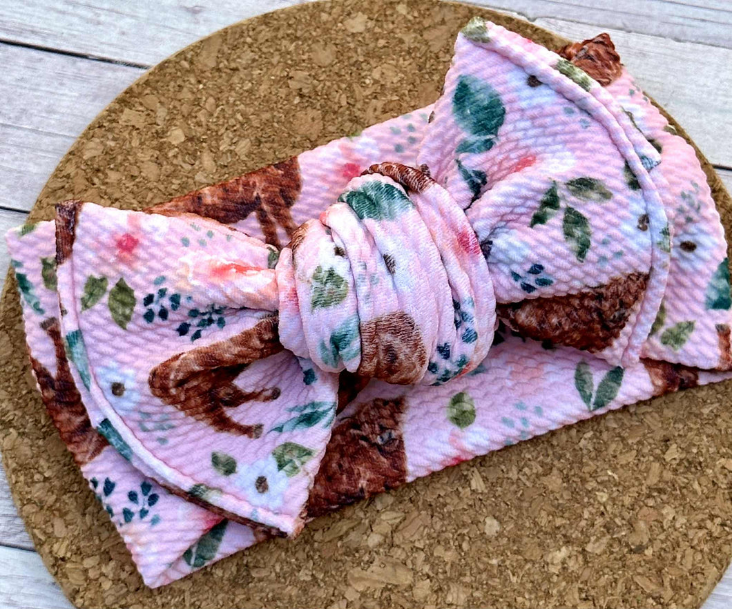 Hyland Cows Infant Knotted Bow Headwrap
