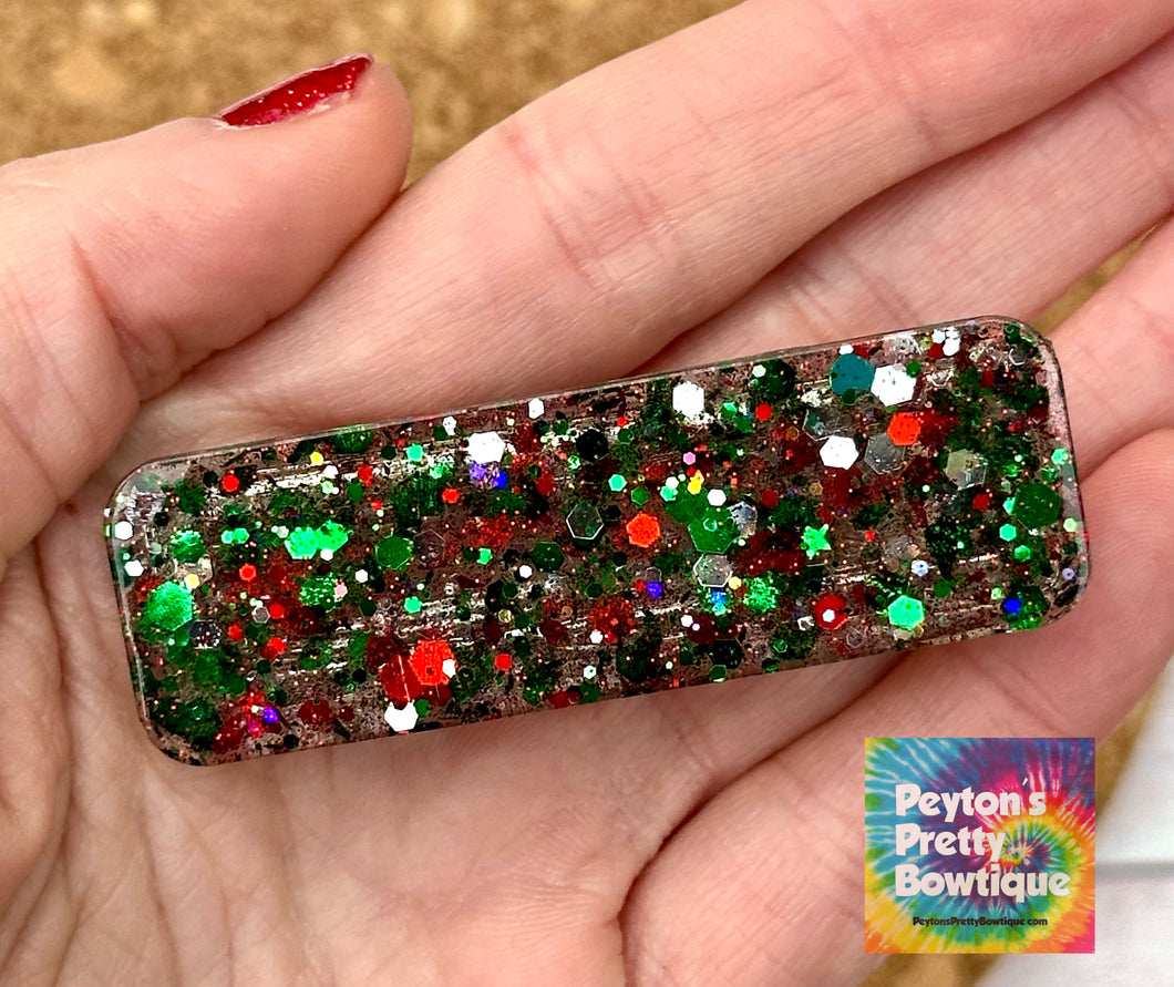 Christmas Rectangle Glitter Resin Clip