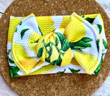 Load image into Gallery viewer, Lemons Infant Knotted Bow Headwrap
