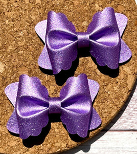 Shimmer Purple Butter Layered Leatherette Piggies Bow