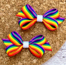 Load image into Gallery viewer, Rainbow Itty Bitty Piggie Bows
