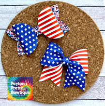 Load image into Gallery viewer, Stars and Stripes Split Layered Leatherette Bow
