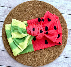 Watermelon Split Infant Knotted Bow Headwrap