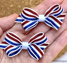 Load image into Gallery viewer, Red/White/Blue Stripes Itty Bitty Piggie Bows
