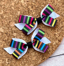 Load image into Gallery viewer, Colorful Black Itty Bitty Piggie Bows
