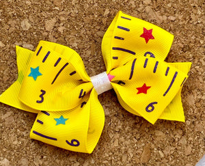 Yellow Measuring Tape Pattern Bow