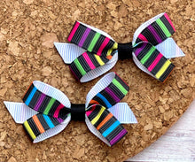 Load image into Gallery viewer, Colorful Black Itty Bitty Piggie Bows
