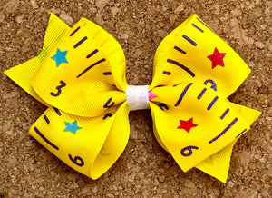 Yellow Measuring Tape Pattern Bow