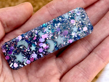 Load image into Gallery viewer, Glow Moon &amp; Stars Rectangle Glitter Resin Clip
