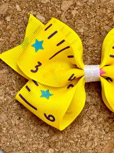 Yellow Measuring Tape Pattern Bow