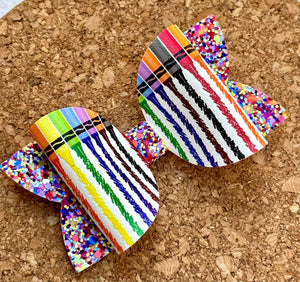 Crayons Layered Leatherette Bow