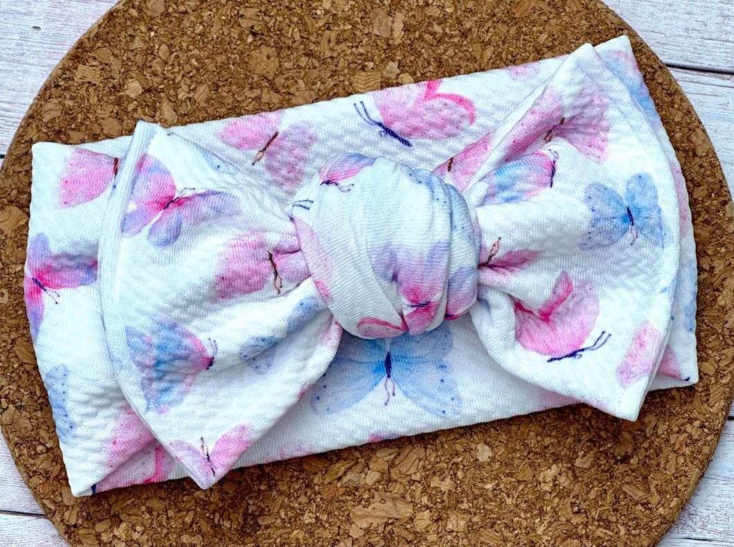 Beautiful Butterflies Infant Knotted Bow Headwrap