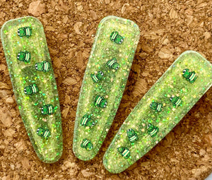 Green Frogs Duckbill Glitter Resin Clip
