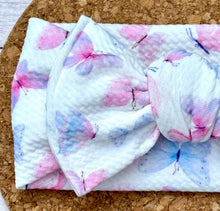Load image into Gallery viewer, Beautiful Butterflies Infant Knotted Bow Headwrap
