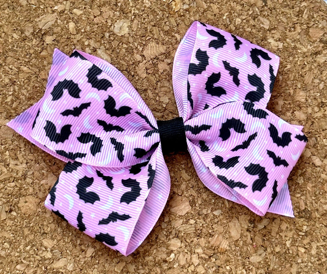 Pink Bats Pattern Bow