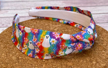 Load image into Gallery viewer, Rainbow Ghosts Faux Embroidered Ribbed Hard Knot Headband
