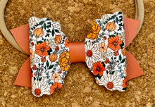 Load image into Gallery viewer, Fall Wildflowers Layered Leatherette Bow
