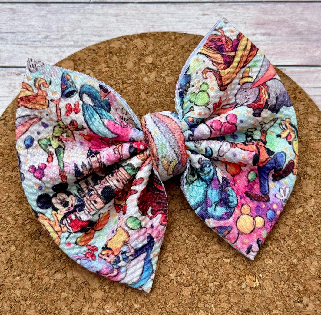 Rainbow Characters Fabric Bow