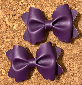 Plum Butter Layered Leatherette Piggies Bow