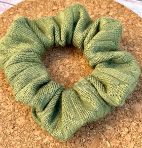 Olive Green Sweater Scrunchie