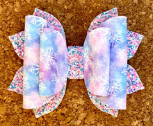 Load image into Gallery viewer, Snowflakes Glitter Leatherette NEW Bow Style
