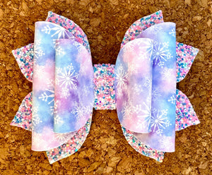 Snowflakes Glitter Leatherette NEW Bow Style