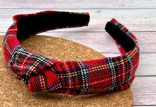 Load image into Gallery viewer, Red Plaid Hard Knot Headband
