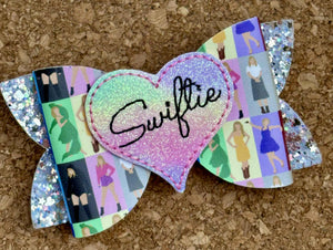 Swiftie Feltie Glitter Layered Leatherette Bow
