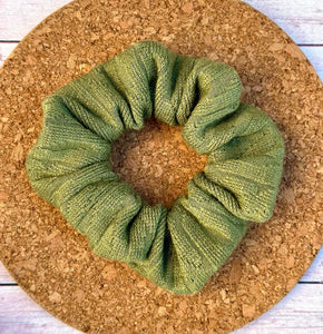Olive Green Sweater Scrunchie