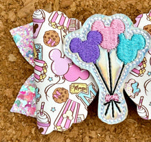Load image into Gallery viewer, Balloons Feltie Glitter Layered Leatherette Bow
